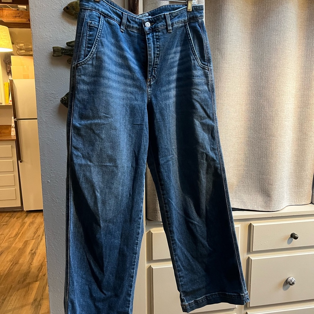 L.L.Bean classic fit wide leg cropped jeans 14 tall